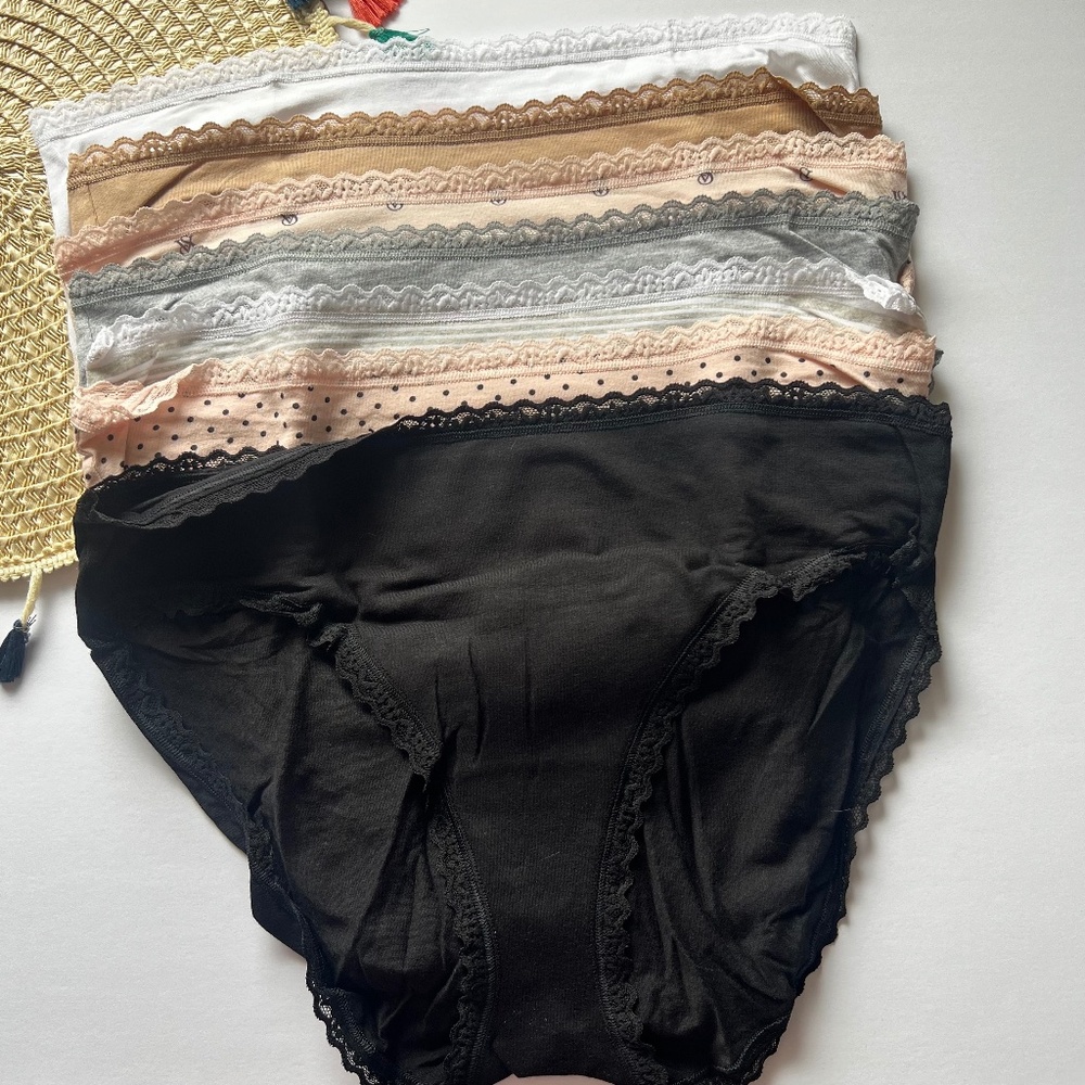 Victoria's Secret Lace-Trim Cotton High-Leg Brief Panty 7 Pack XL MultiColor NEW